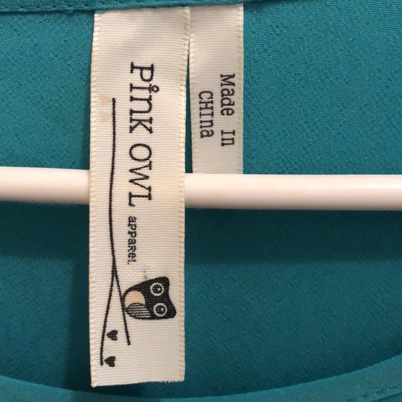 Pink owl, classy women’s Medium dress Beautiful color, blue green sophisticated - Picture 4 of 11